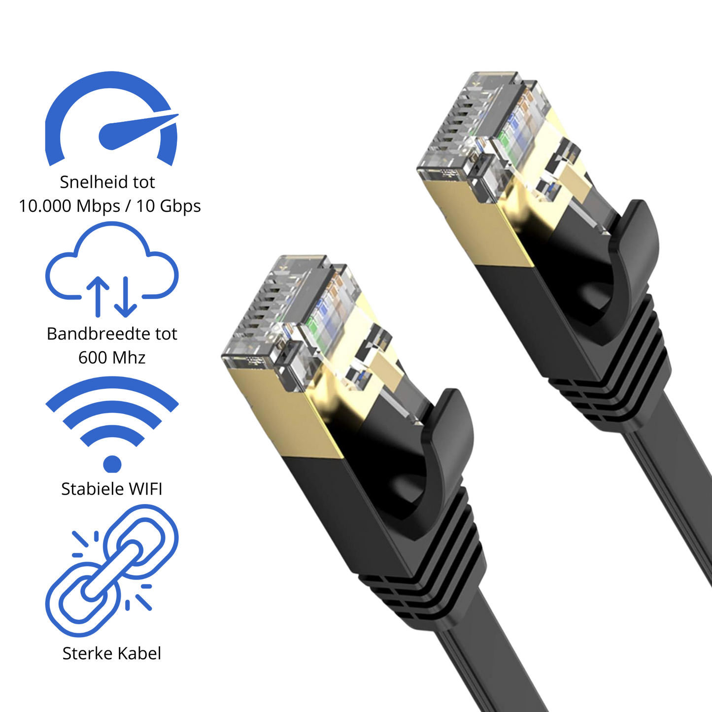 Internetkabel CAT7 - Ethernet Netwerk Kabel tot 10Gbps - RJ45 Platte UTP Kabel