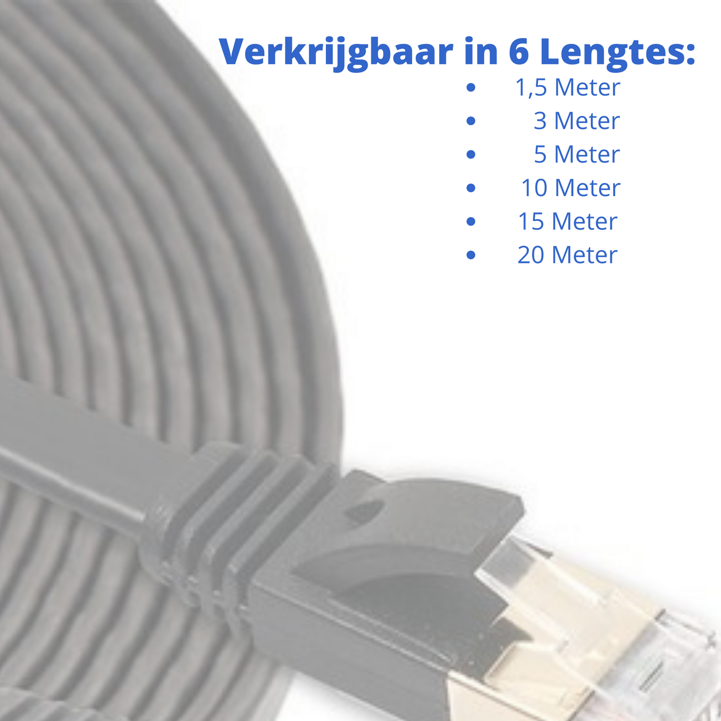 Internetkabel CAT7 - Ethernet Netwerk Kabel tot 10Gbps - RJ45 Platte UTP Kabel