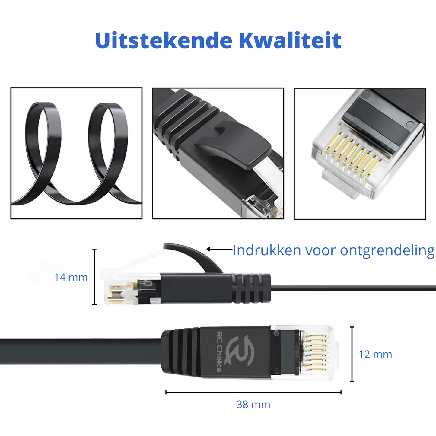 Internetkabel CAT6 - Ethernet Netwerk Kabel tot 1000Mbps - RJ45 Platte UTP Kabel