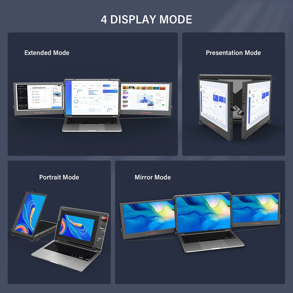 Portable Dual Screen Monitor Laptop Screen Extender for 13-17.3" Laptop, 60Hz Refresh Rate, 178° Viewing Angle