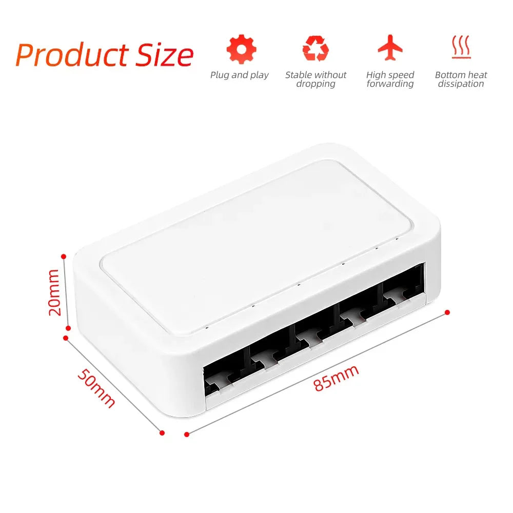 Network Switch 5 Poorten 10/100/1000Mbps