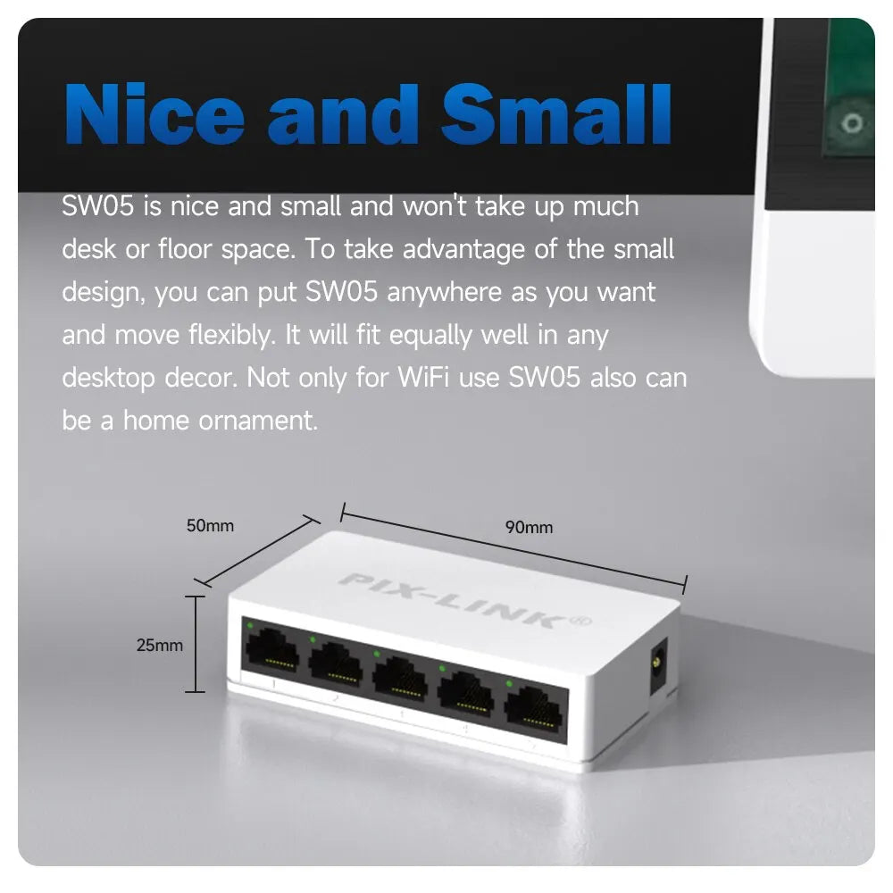 Network Switch 5V Mini Ethernet 5 Poorten 10/100Mbps