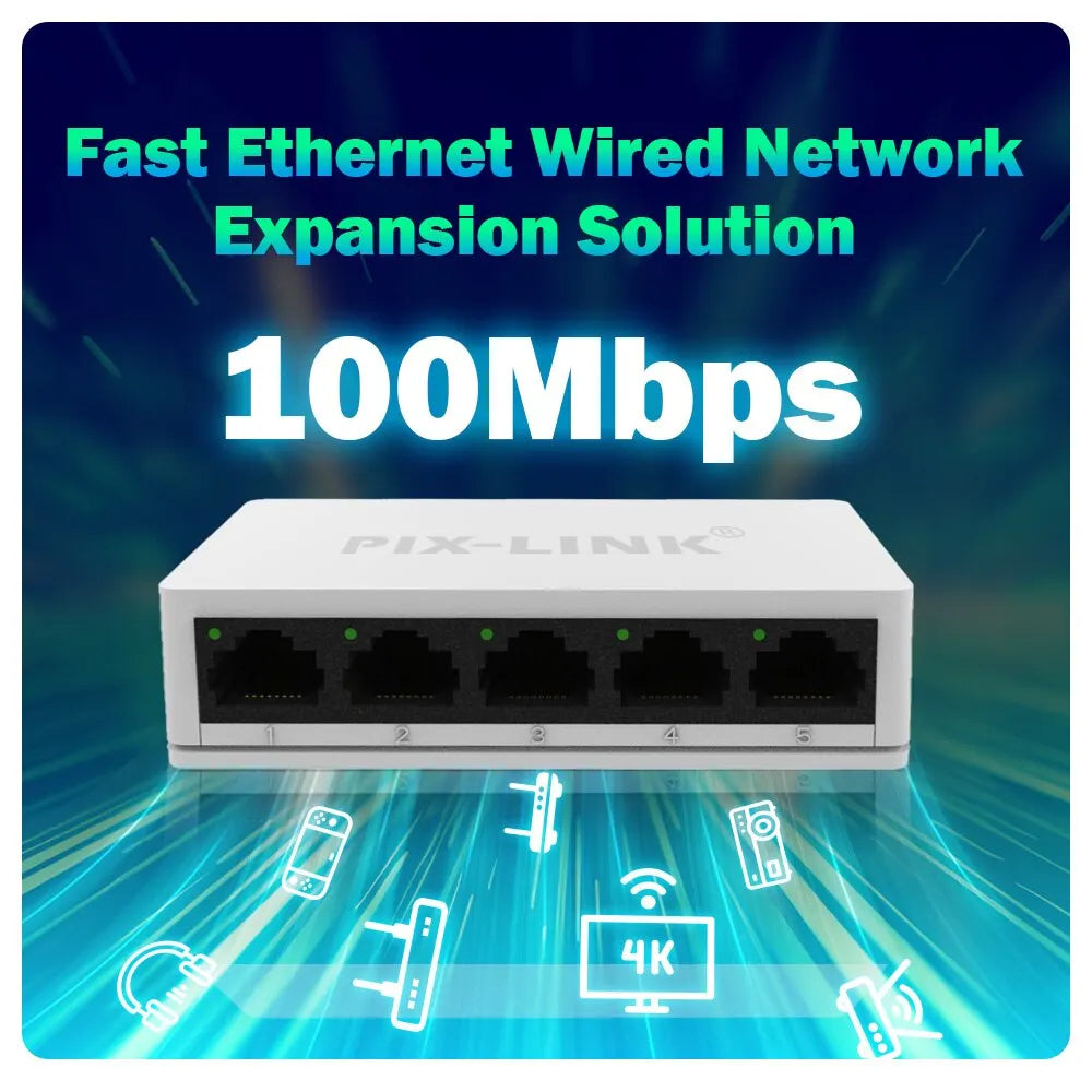 Network Switch 5V Mini Ethernet 5 Poorten 10/100Mbps