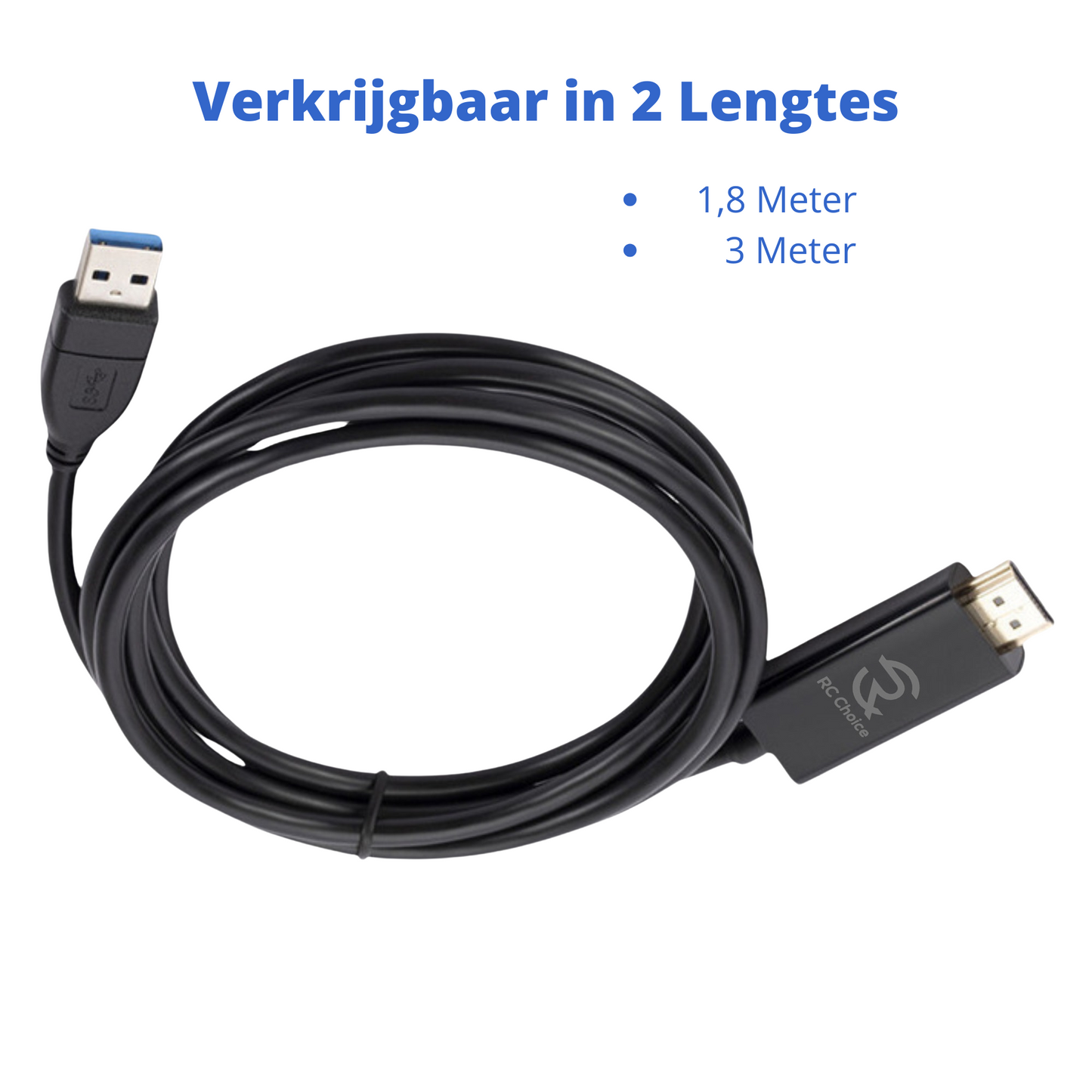 USB 2.0 naar HDMI - Full HD 60Hz - USB Male naar HDMI Male - Kabel