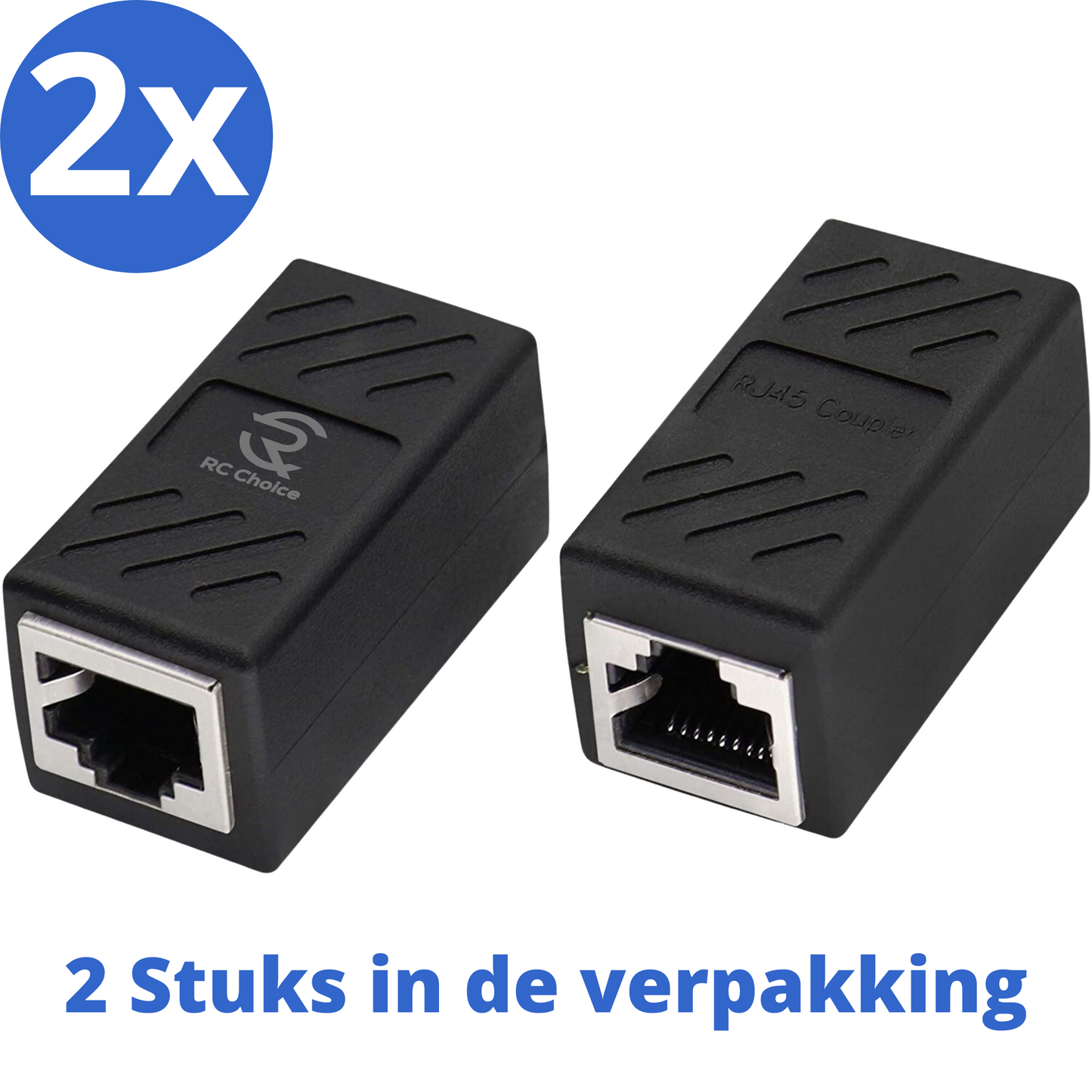 Internet Kabel Koppelstuk - 1 naar 1 - RJ45 naar RJ45 - Verlengstuk - 2 Stuks