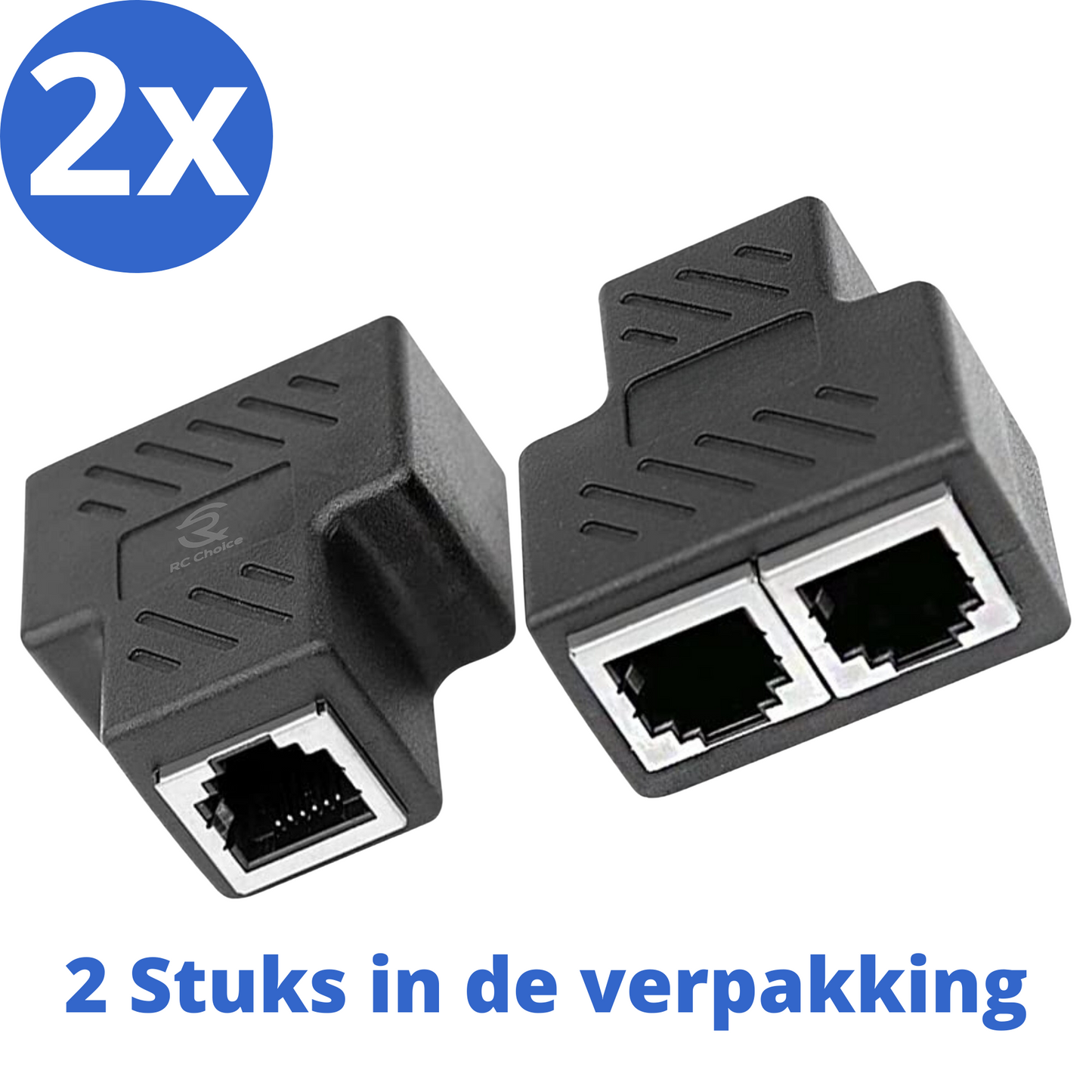 Internet Kabel Koppelstuk - 1 naar 2 - RJ45 naar RJ45 - Verlengstuk - 2 Stuks