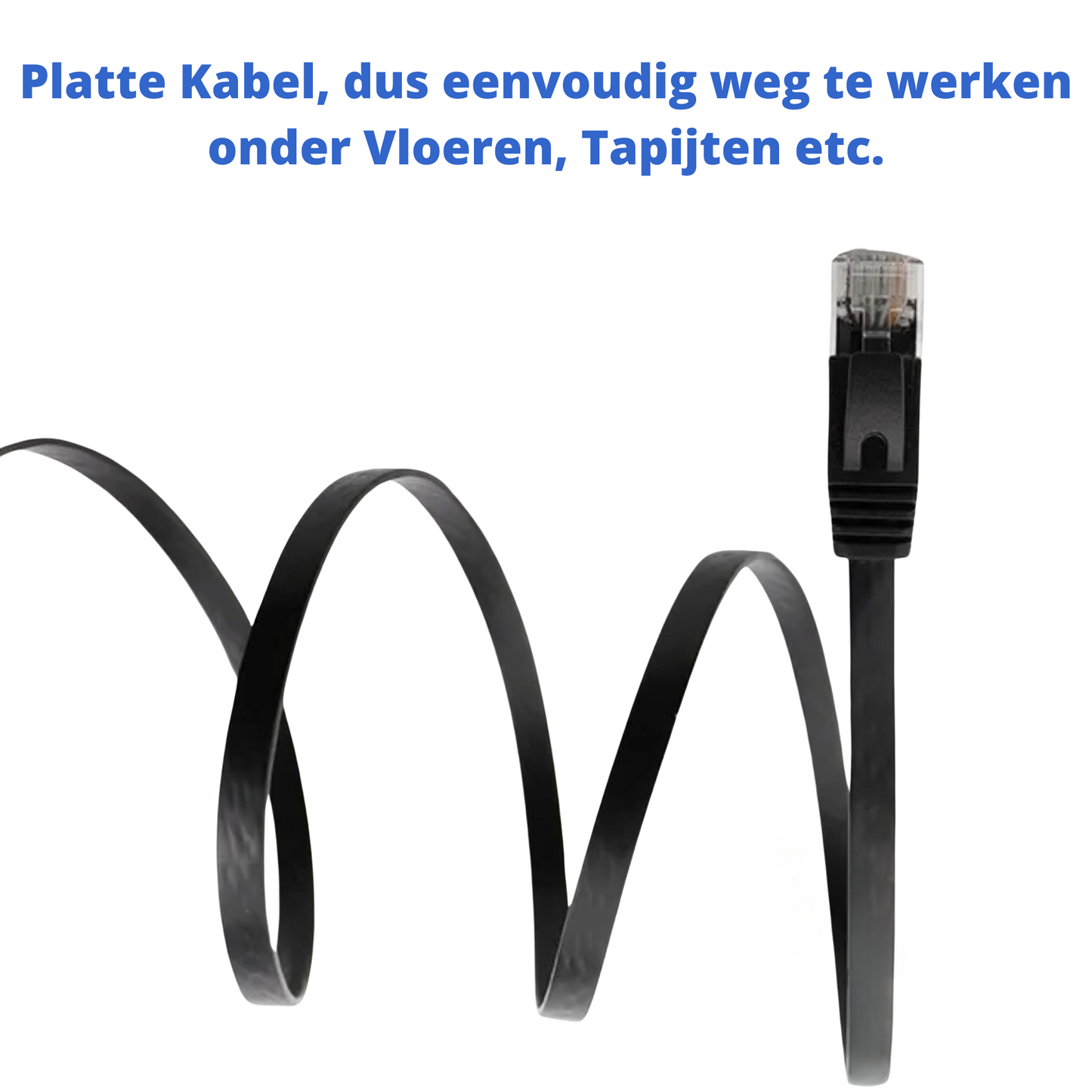 Internetkabel - CAT6 Ethernet Netwerk Kabel tot 1000Mbps - RJ45 Platte UTP Kabel - Zwart