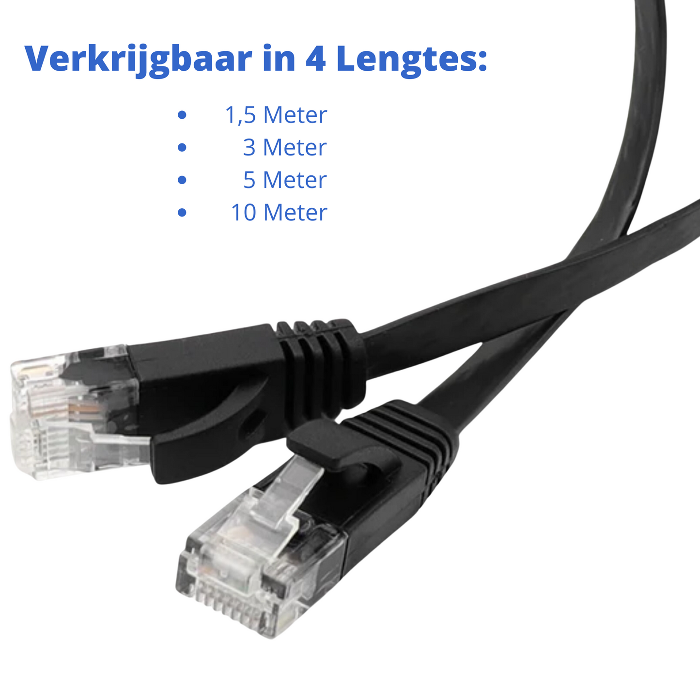 Internetkabel - CAT6 Ethernet Netwerk Kabel tot 1000Mbps - RJ45 Platte UTP Kabel - Zwart